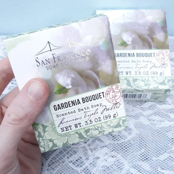 New 6 White Floral Gardenia Bath Bar Glycerin Soaps San Francisco Soap Company - Picture 3 of 10